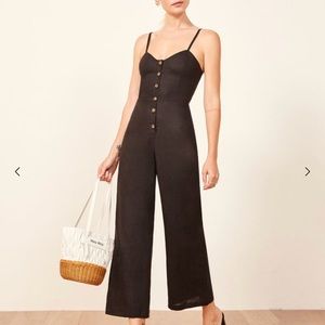 Reformation Torta Jumpsuit- LINEN NOT BLACK-size 0